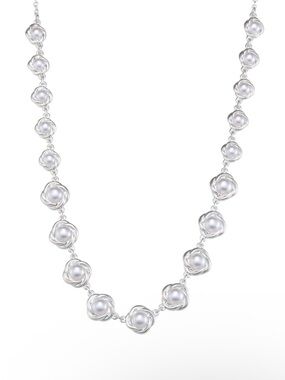 You're Invited Silver Lab Created Pearl Collar Necklace